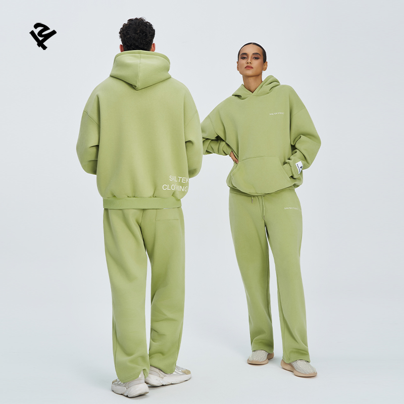 Green couples tracksuit hoodie and pants set