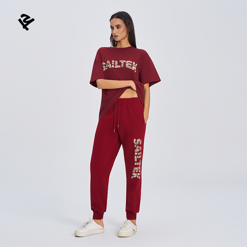 Burgundy shirt and pants set for women