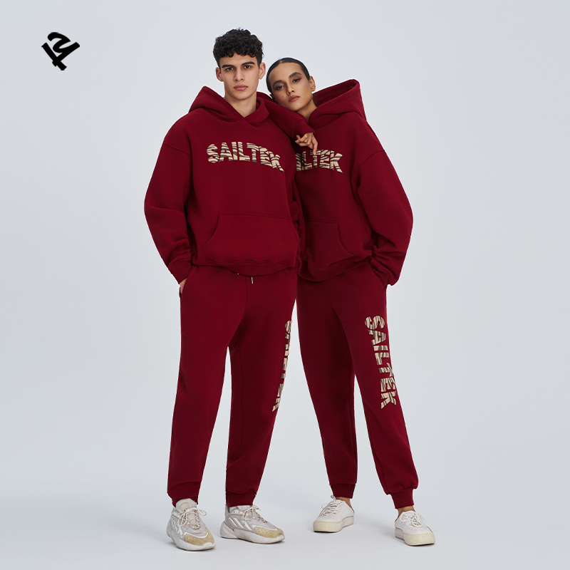 Burgundy sweatsuit for couples